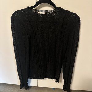 Amuse Society Sheer Stretch Black Lace Top
